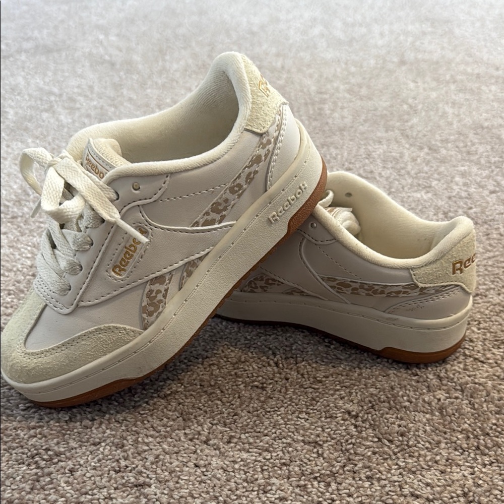 Reebok White Sneakers with Patterned Accents